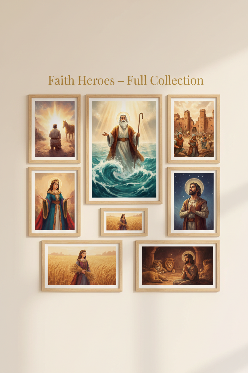 Faith Heroes Wall Art Full Collection – All 7 Biblical Printables